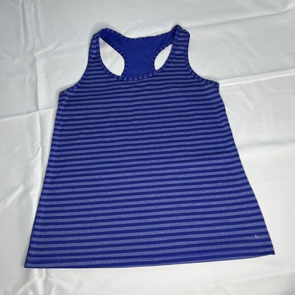 Danskin Medium Blue Striped Tank Top Athletic Activewear Stretch Dri More 0659 - Picture 4 of 9